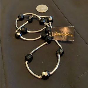 Cookie Lee stretch bracelet black silver